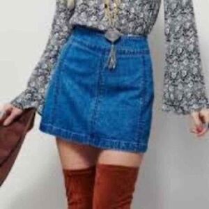 Free people blue denim mini skirt size 10